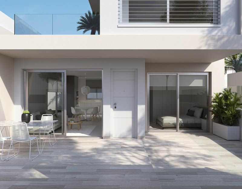 Chalet con puertas de vidrio
